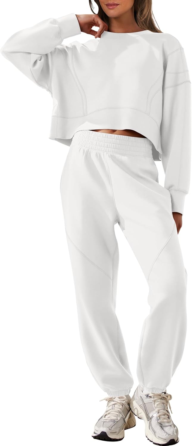 ANRABESS Womens 2 Piece Outfits Lounge Sets Cropped Sweatshirt Joggers Fashion Sweatsuit Sweat Set 2025 Winter Travel Outfits