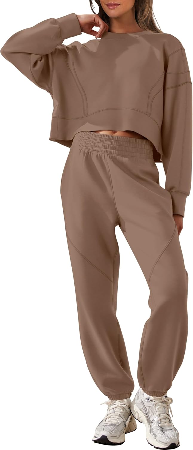 ANRABESS Womens 2 Piece Outfits Lounge Sets Cropped Sweatshirt Joggers Fashion Sweatsuit Sweat Set 2025 Winter Travel Outfits