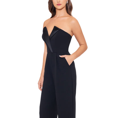 Betsy and Adam Tasha Strapless Back Zipper Side Pockets Tuxedo Jumpsuit