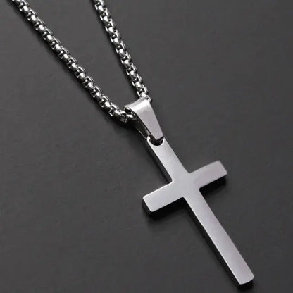 Classic Cross Men’s Necklace – Stylish Stainless Steel Pendant