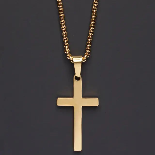 Classic Cross Men’s Necklace – Stylish Stainless Steel Pendant