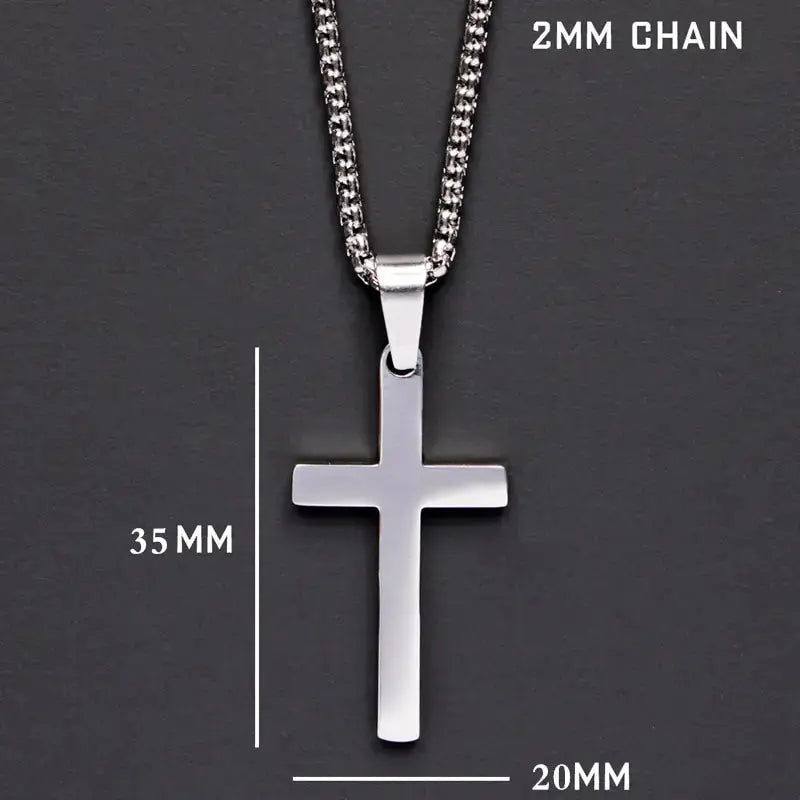 Classic Cross Men’s Necklace – Stylish Stainless Steel Pendant