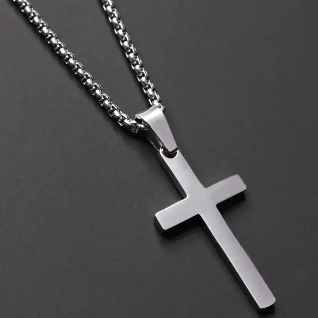 Classic Cross Men’s Necklace – Stylish Stainless Steel Pendant