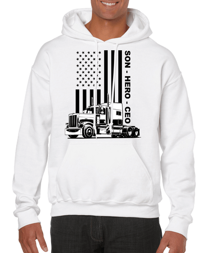USA Trucker, Son, Hero, CEO Men’s Hoodie
