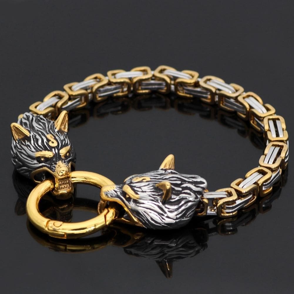 Vikings Wolf Head Stainless Steel Bracelet