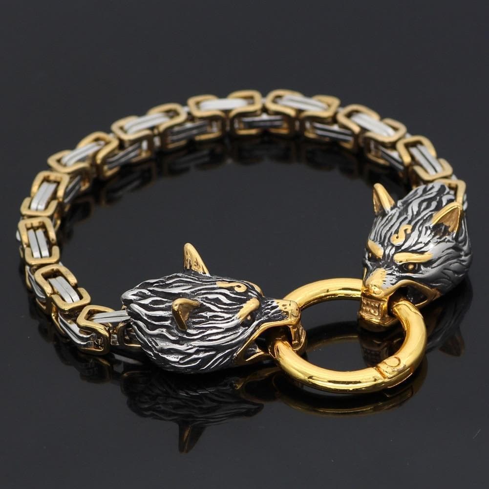 Vikings Wolf Head Stainless Steel Bracelet
