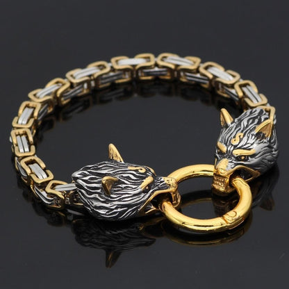 Vikings Wolf Head Stainless Steel Bracelet