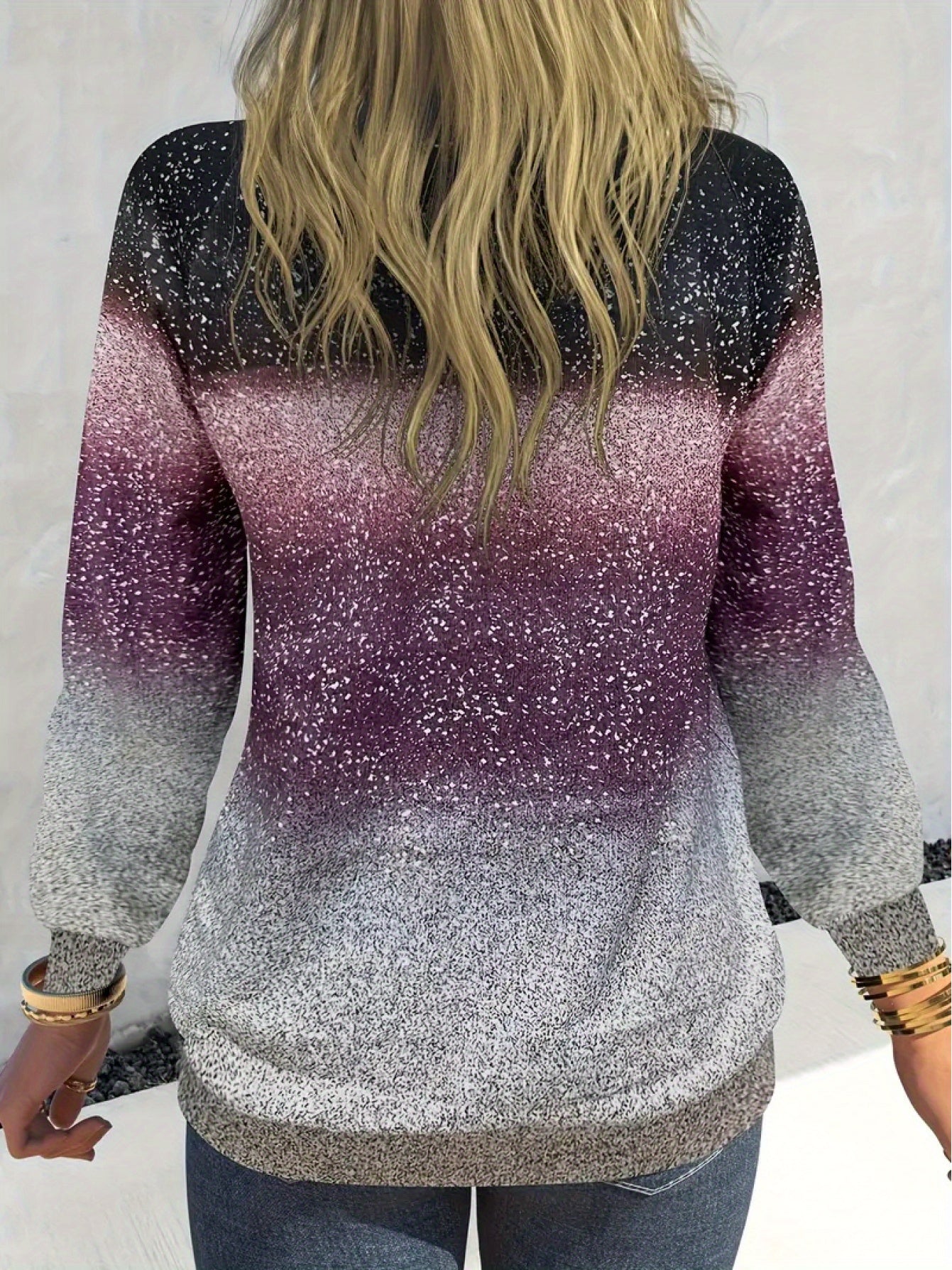 Chic Starry Sky Gradient Ombre Pullover