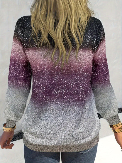 Chic Starry Sky Gradient Ombre Pullover